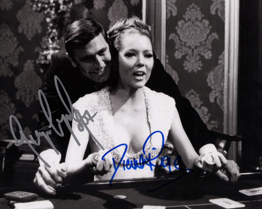 GEORGE LAZENBY & DIANA RIGG IN PERSON SIGNED PHOTO FROM ON HER MAJESTY'S SECRET SERVICE