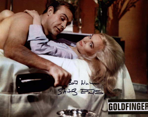 SHIRLEY EATON ON SET IN PERSON SIGNED PHOTO FROM THE1964 JAMES BOND FILM GOLDFINGER