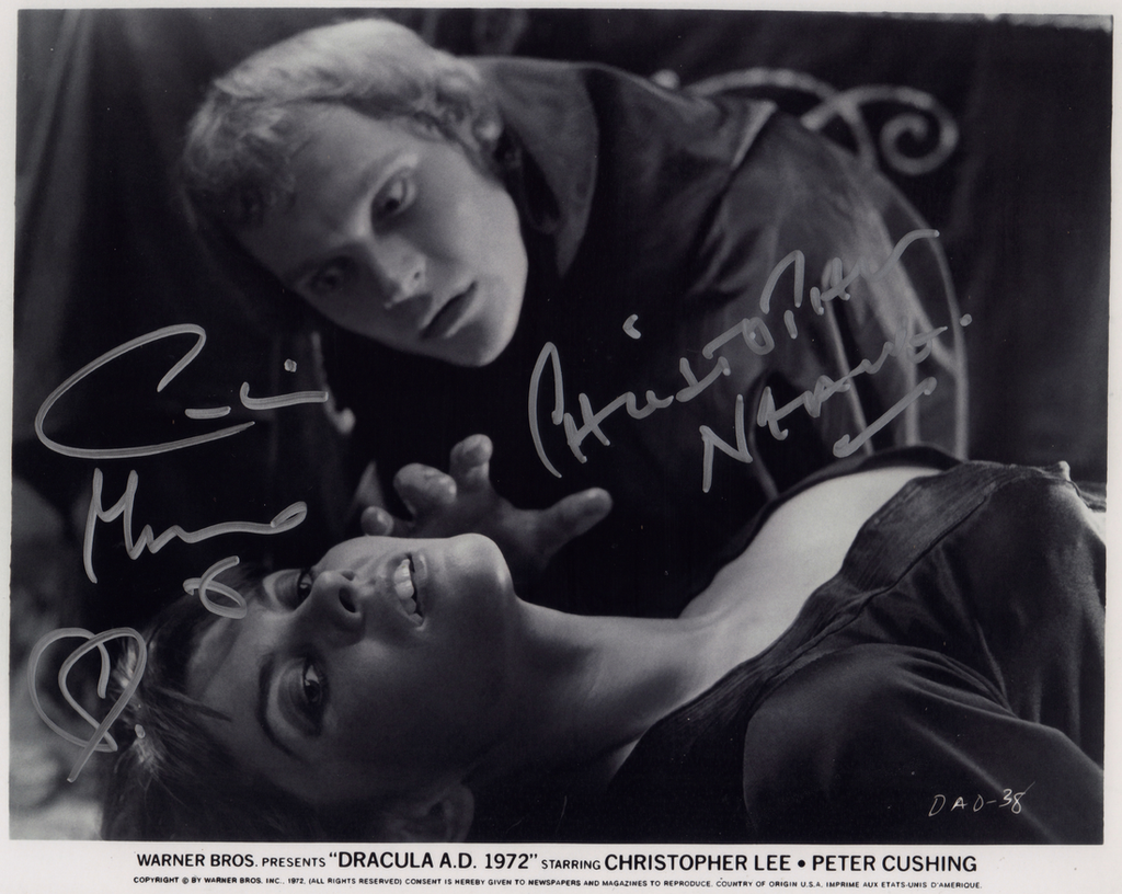 DRACULA A.D. 1972 IN PERSON SIGNED PHOTO WITH CAROLINE MUNRO & CHRISTOPHER NEAME