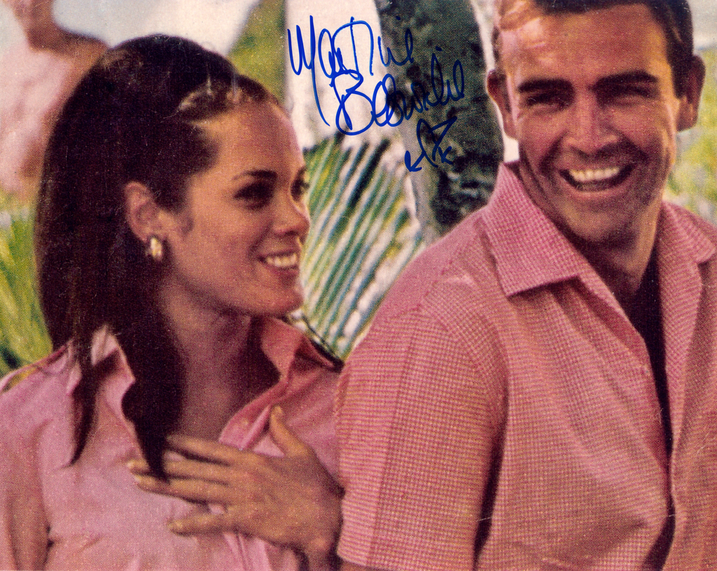 JAMES BOND GIRL MARTINE BESWICK THUNDERBALL FROM RUSSIA WITH LOVE ON SET SIGNED PHOTO